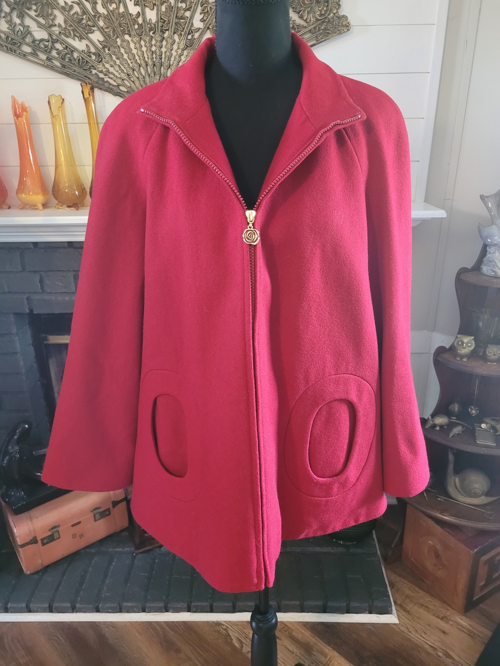 Betsey Johnson Red Wool-Blend Coat